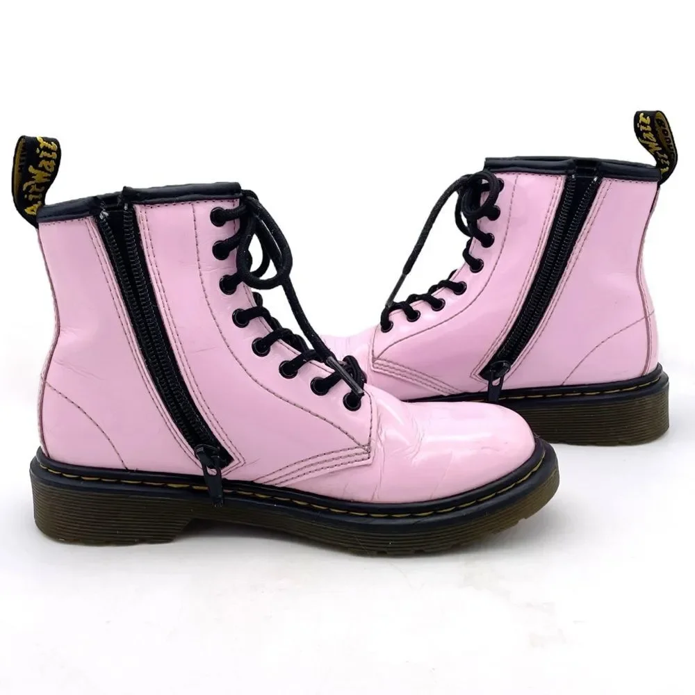Dr. Martens Junior 1460 8-Eye Combat Boot Light Pastel Pink Leather Girls Size 2